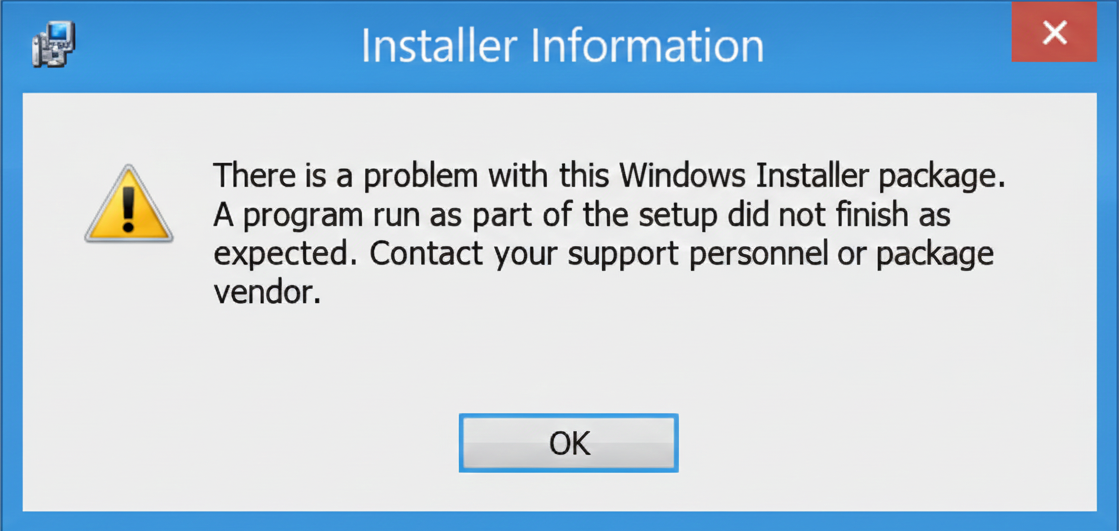 Screenshot of the Installer Information error message